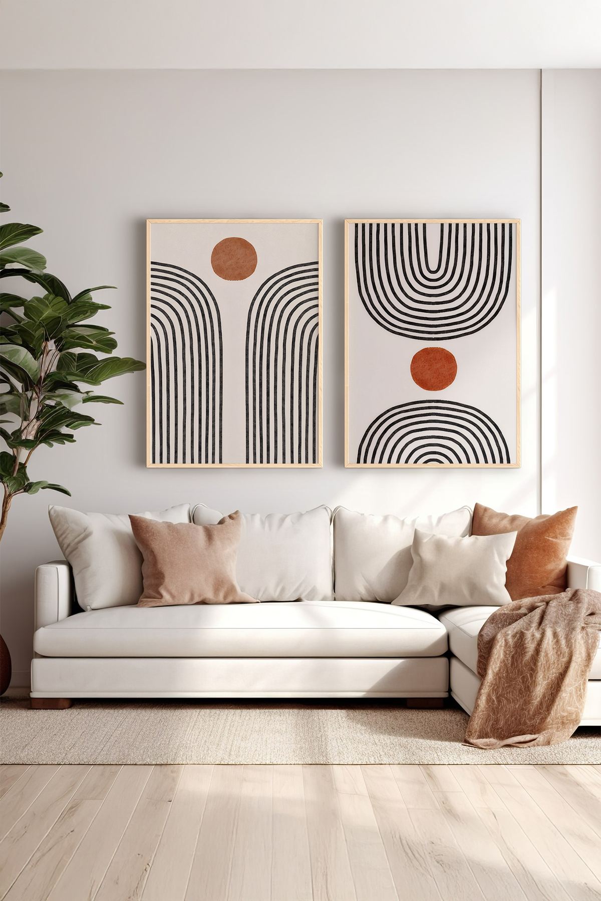 Conjunto de 2 Quadros Decorativos em Madeira Maciça - Impressão Digital Multicolor 33x48cm