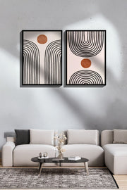 Conjunto de 2 Quadros Decorativos Emoldurados - Madeira Maciça 33x48cm - Impressão Digital Premium