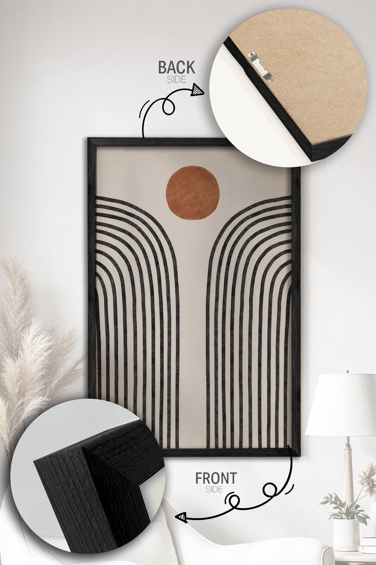 Conjunto de 2 Quadros Decorativos Emoldurados - Madeira Maciça 33x48cm - Impressão Digital Premium