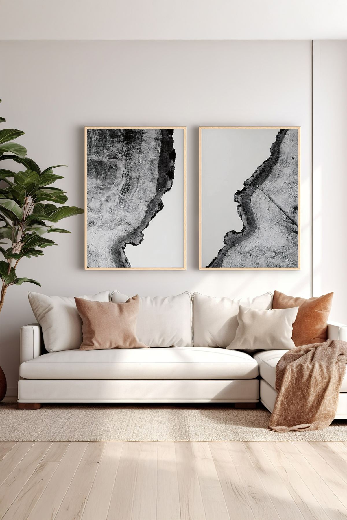 Conjunto de 2 Quadros Decorativos em Madeira Maciça - Impressão Digital Multicolor 33x48cm