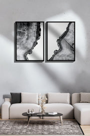 Conjunto de 2 Quadros Decorativos Emoldurados - Madeira Maciça 33x48cm - Impressão Digital Premium