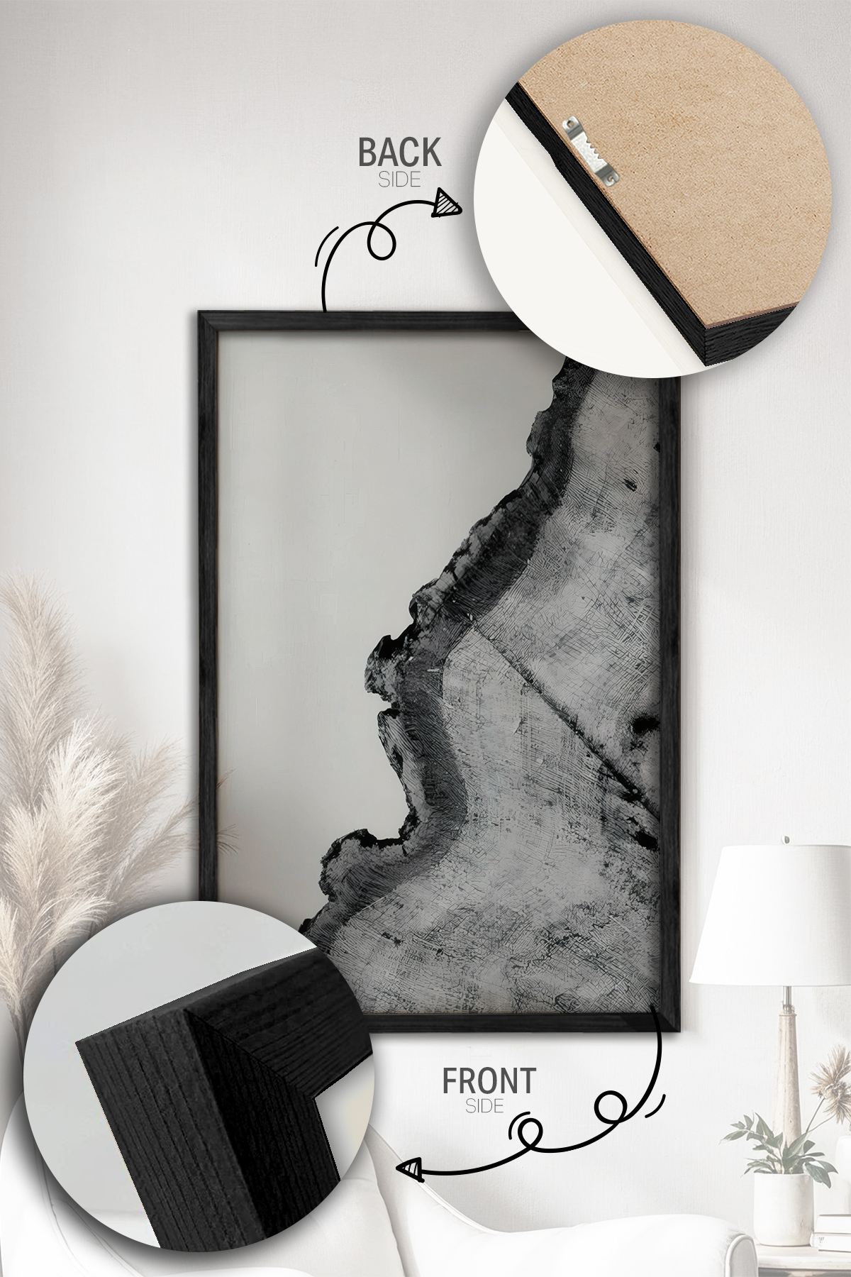 Conjunto de 2 Quadros Decorativos Emoldurados - Madeira Maciça 33x48cm - Impressão Digital Premium