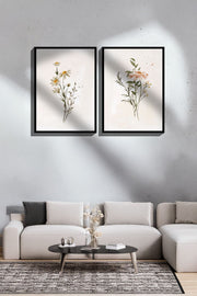 Conjunto de 2 Quadros Decorativos Emoldurados - Madeira Maciça 33x48cm - Impressão Digital Premium