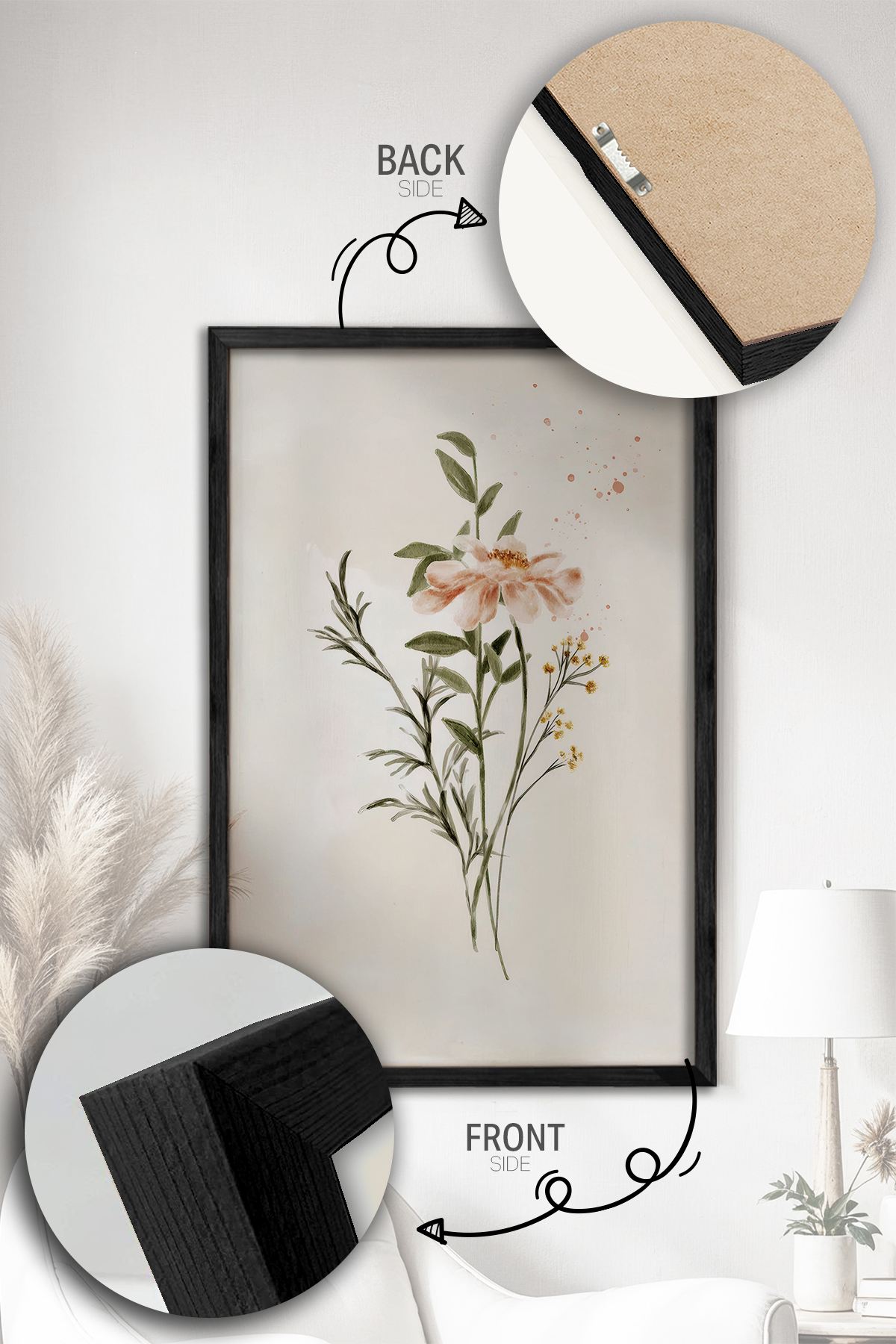 Conjunto de 2 Quadros Decorativos Emoldurados - Madeira Maciça 33x48cm - Impressão Digital Premium