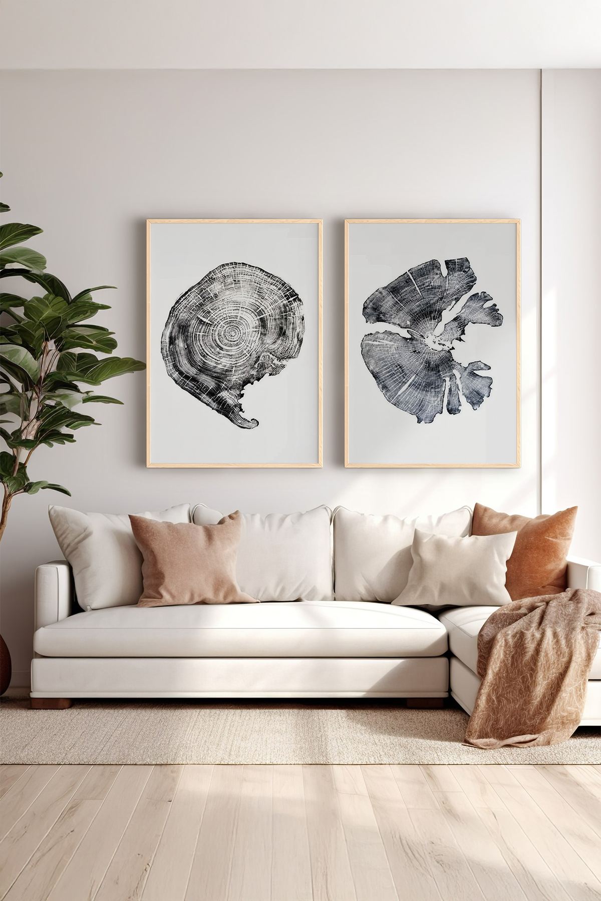 Conjunto de 2 Quadros Decorativos em Madeira Maciça - Impressão Digital Multicolor 33x48cm