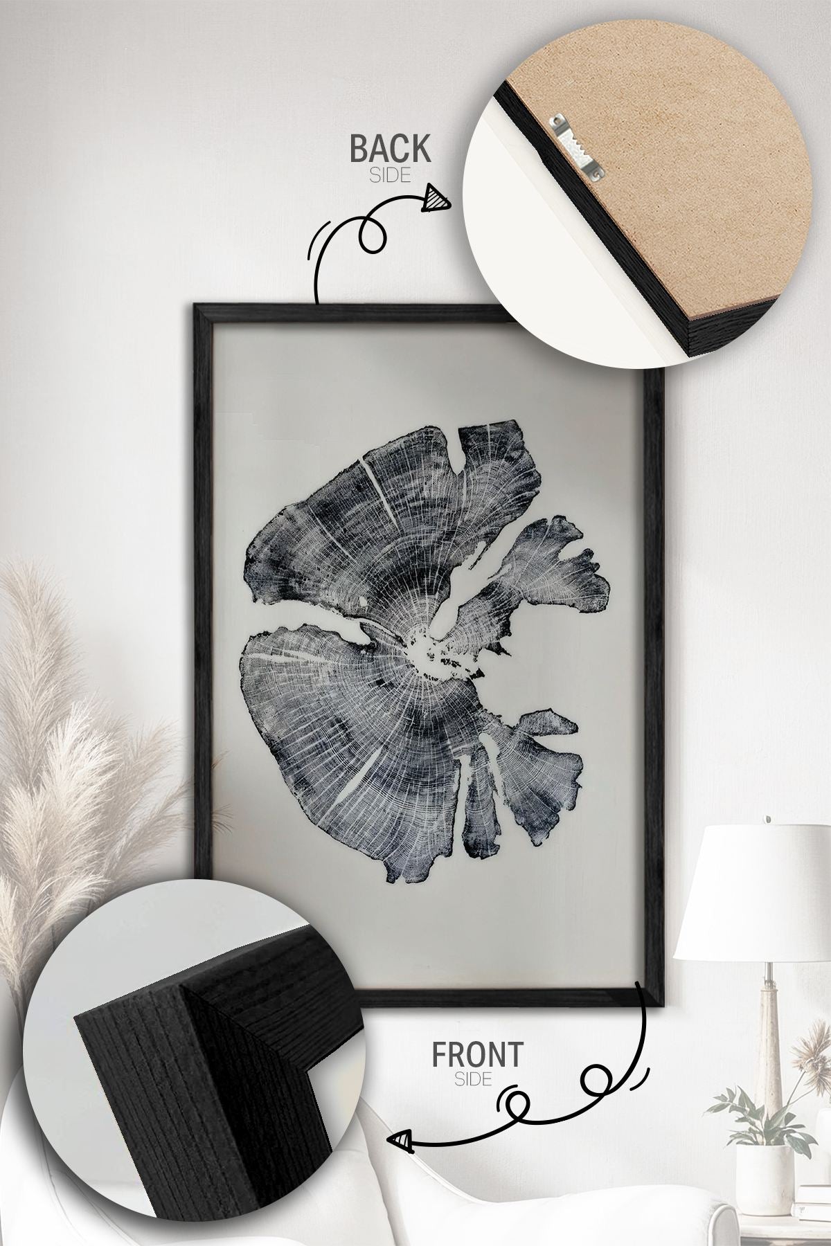 Conjunto de 2 Quadros Decorativos Emoldurados - Madeira Maciça 33x48cm - Impressão Digital Premium