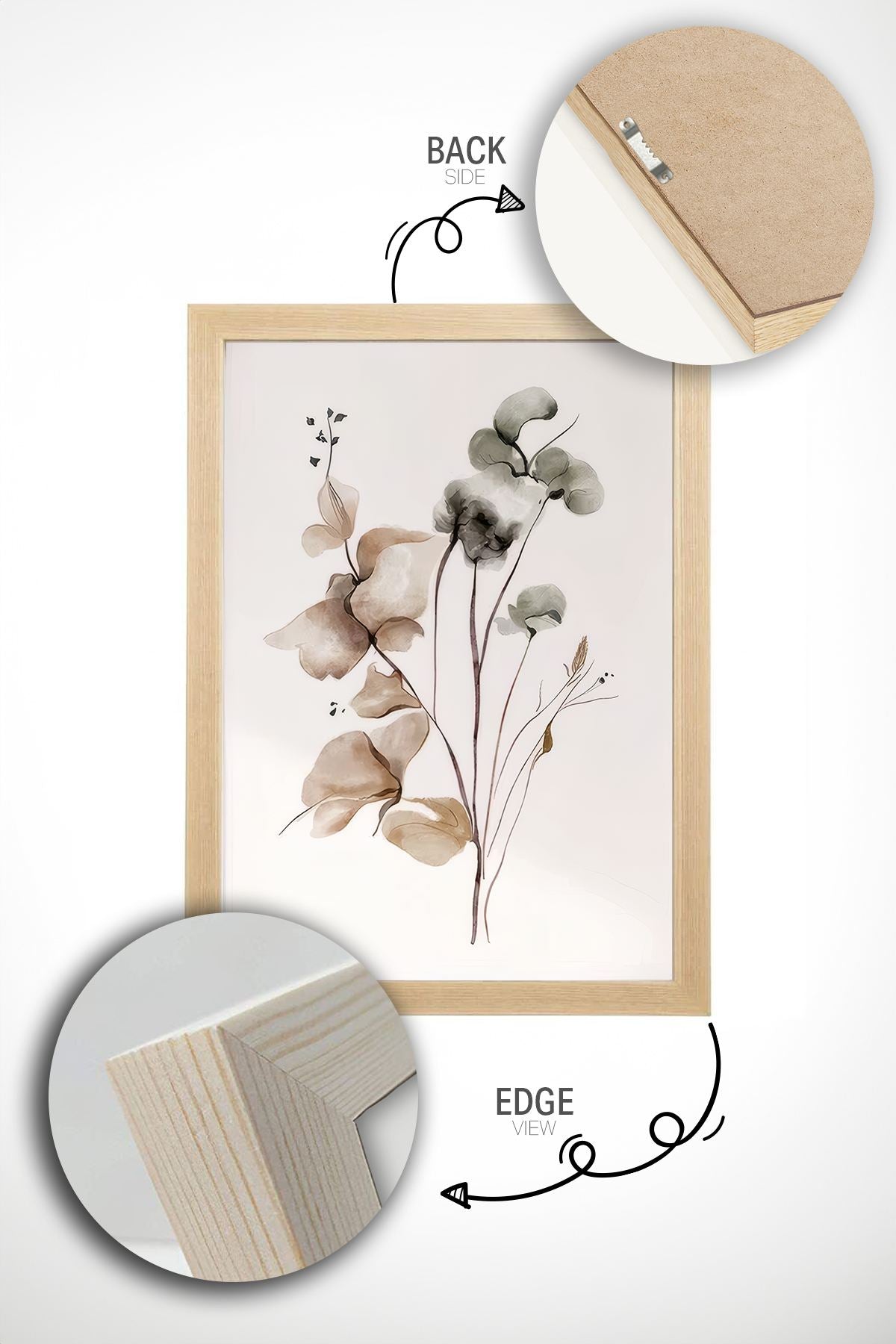 Conjunto de 2 Quadros Decorativos em Madeira Maciça - Impressão Digital Multicolor 33x48cm