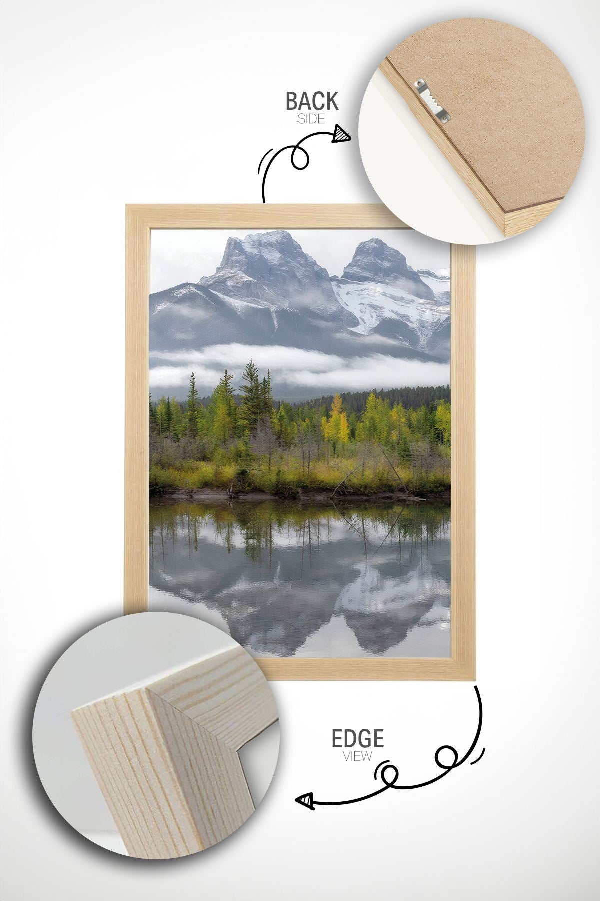 Conjunto de 2 Quadros Decorativos em Madeira Maciça - Impressão Digital Multicolor 33x48cm