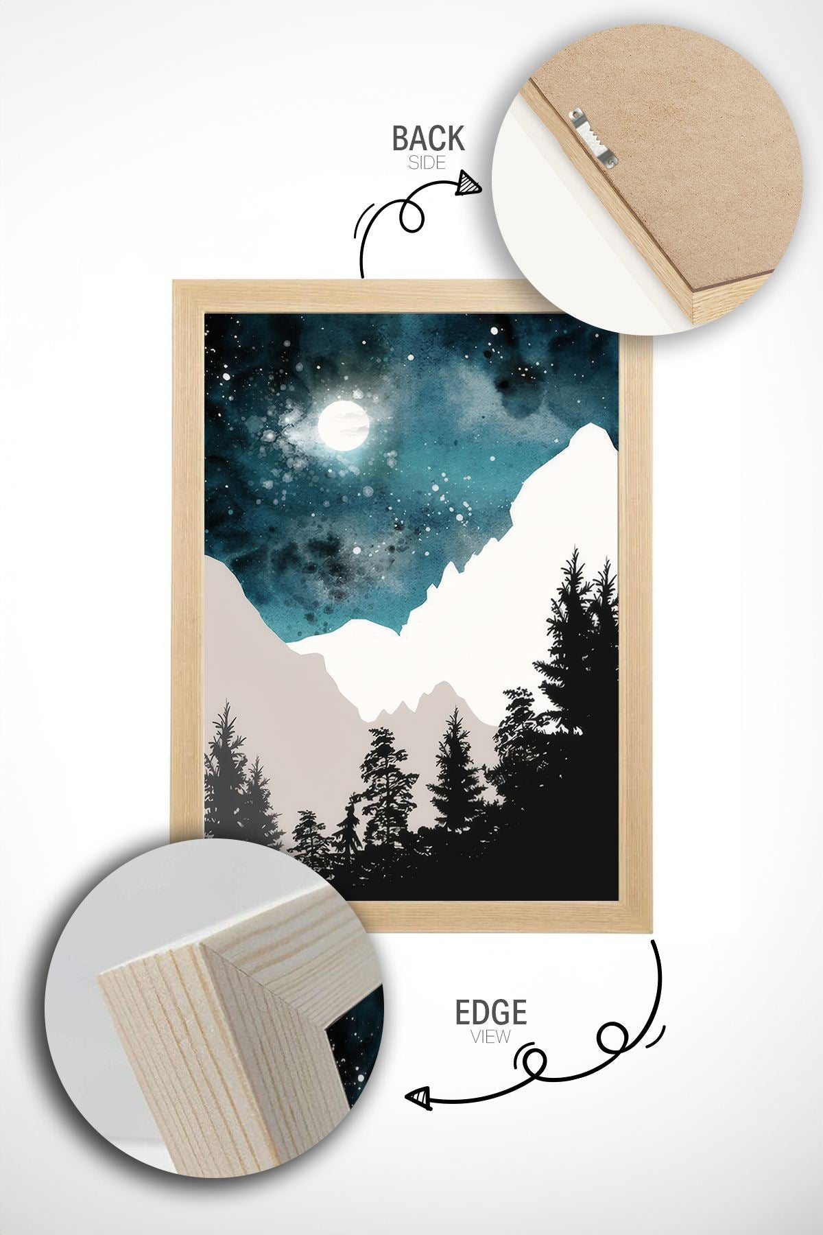 Conjunto de 2 Quadros Decorativos em Madeira Maciça - Impressão Digital Multicolor 33x48cm