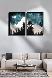 Conjunto de 2 Quadros Decorativos Emoldurados - Madeira Maciça 33x48cm - Impressão Digital Premium