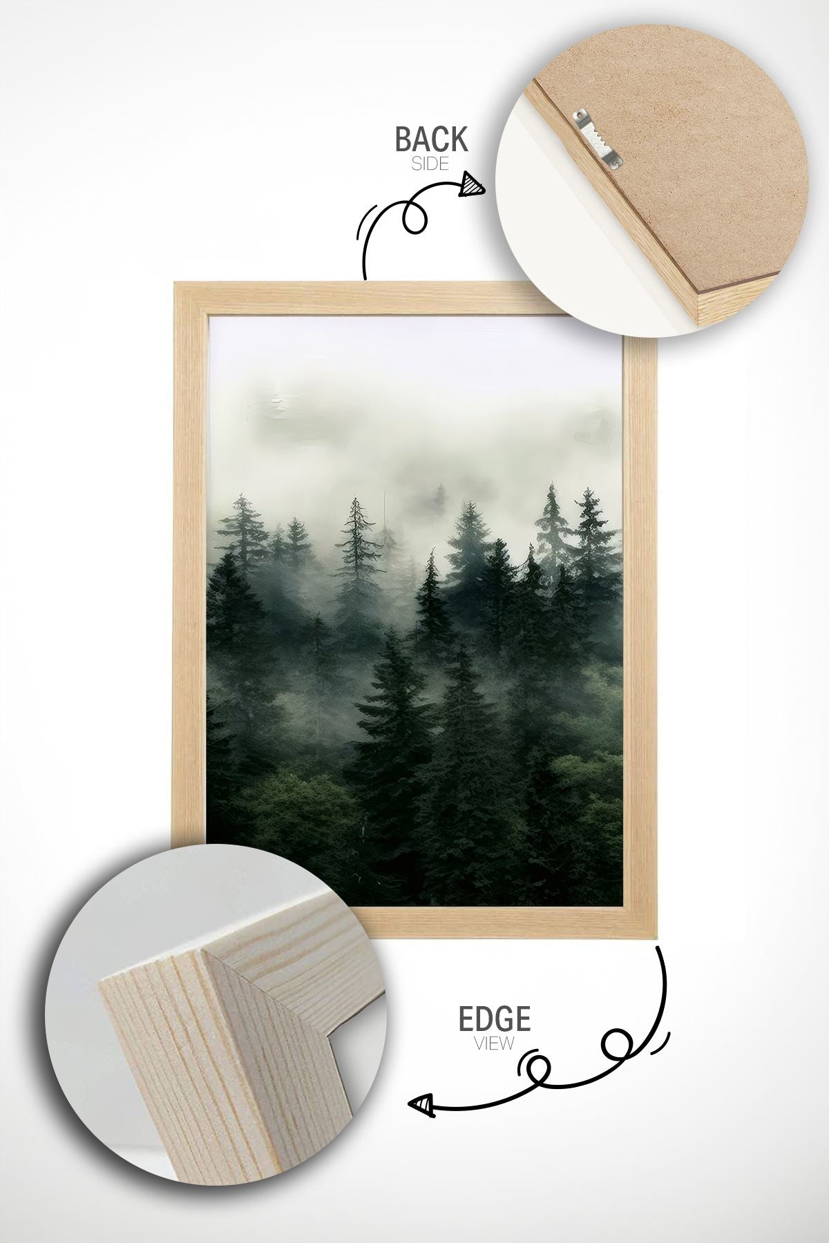 Conjunto de 2 Quadros Decorativos em Madeira Maciça - Impressão Digital Multicolor 33x48cm