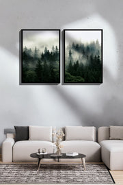 Conjunto de 2 Quadros Decorativos Emoldurados - Madeira Maciça 33x48cm - Impressão Digital Premium Multicolor