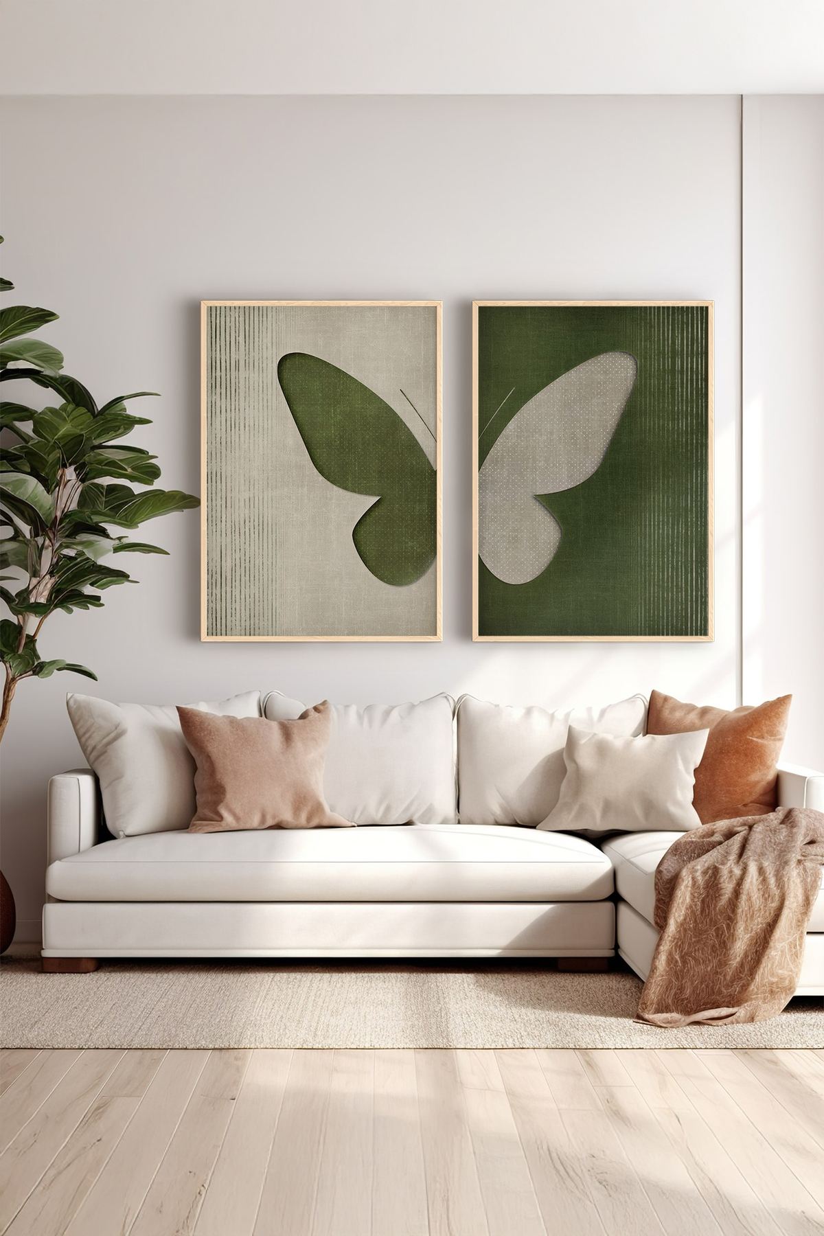 Conjunto de 2 Quadros Decorativos em Madeira Maciça - Impressão Digital Multicolor 33x48cm