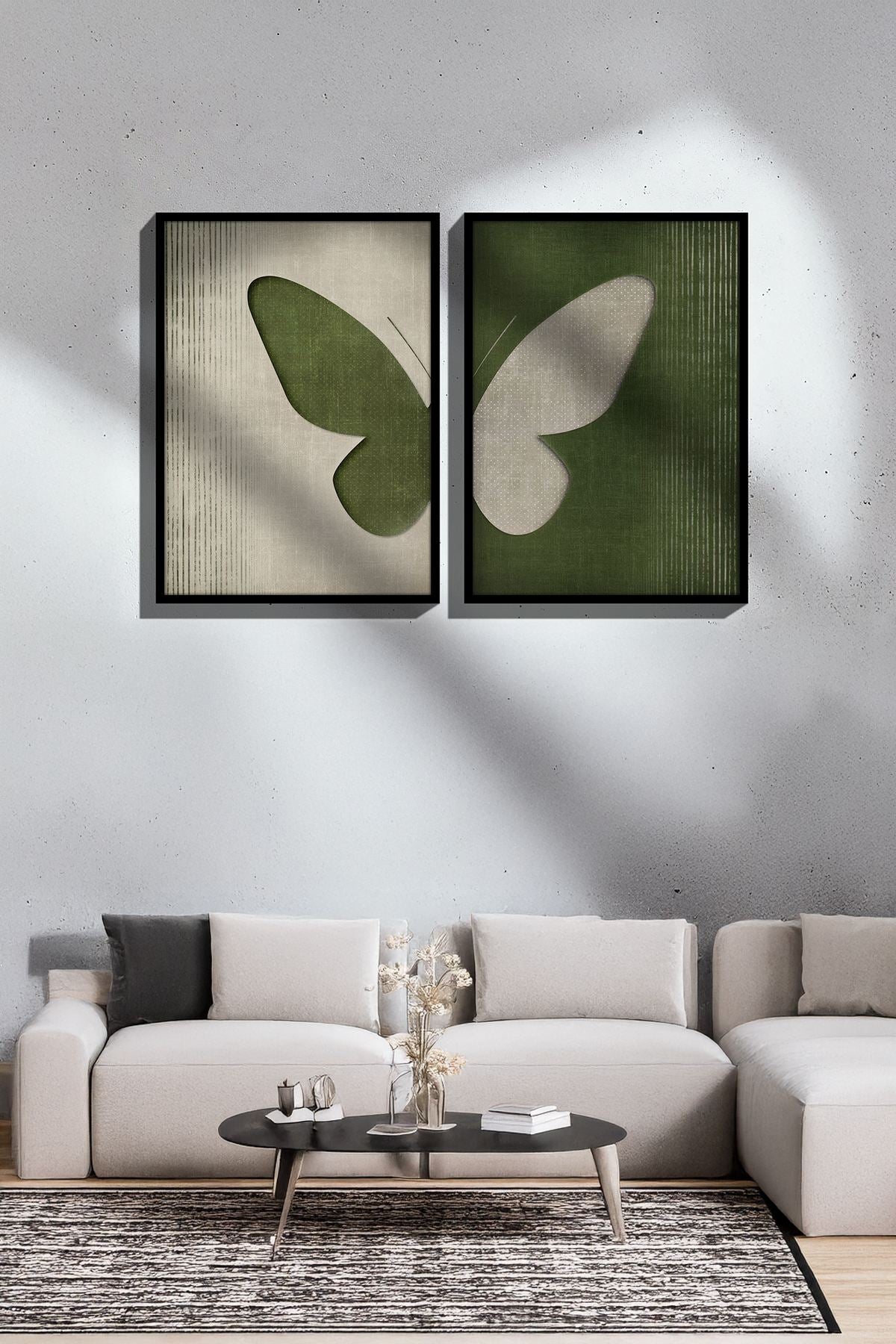 Conjunto de 2 Quadros Decorativos Emoldurados - Madeira Maciça 33x48cm - Impressão Digital Premium