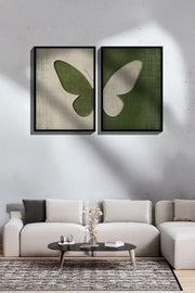 Conjunto de 2 Quadros Decorativos Emoldurados - Madeira Maciça 33x48cm - Impressão Digital Premium