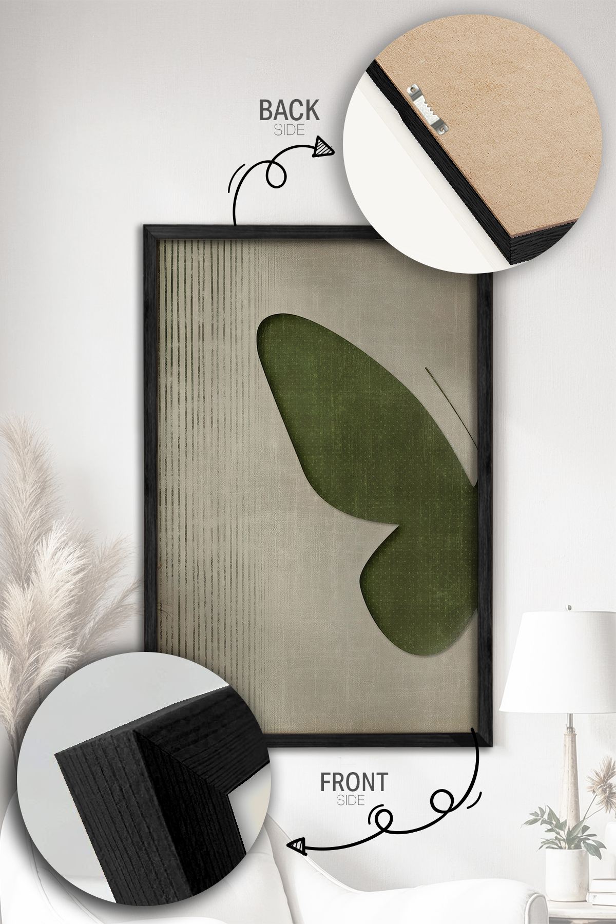 Conjunto de 2 Quadros Decorativos Emoldurados - Madeira Maciça 33x48cm - Impressão Digital Premium