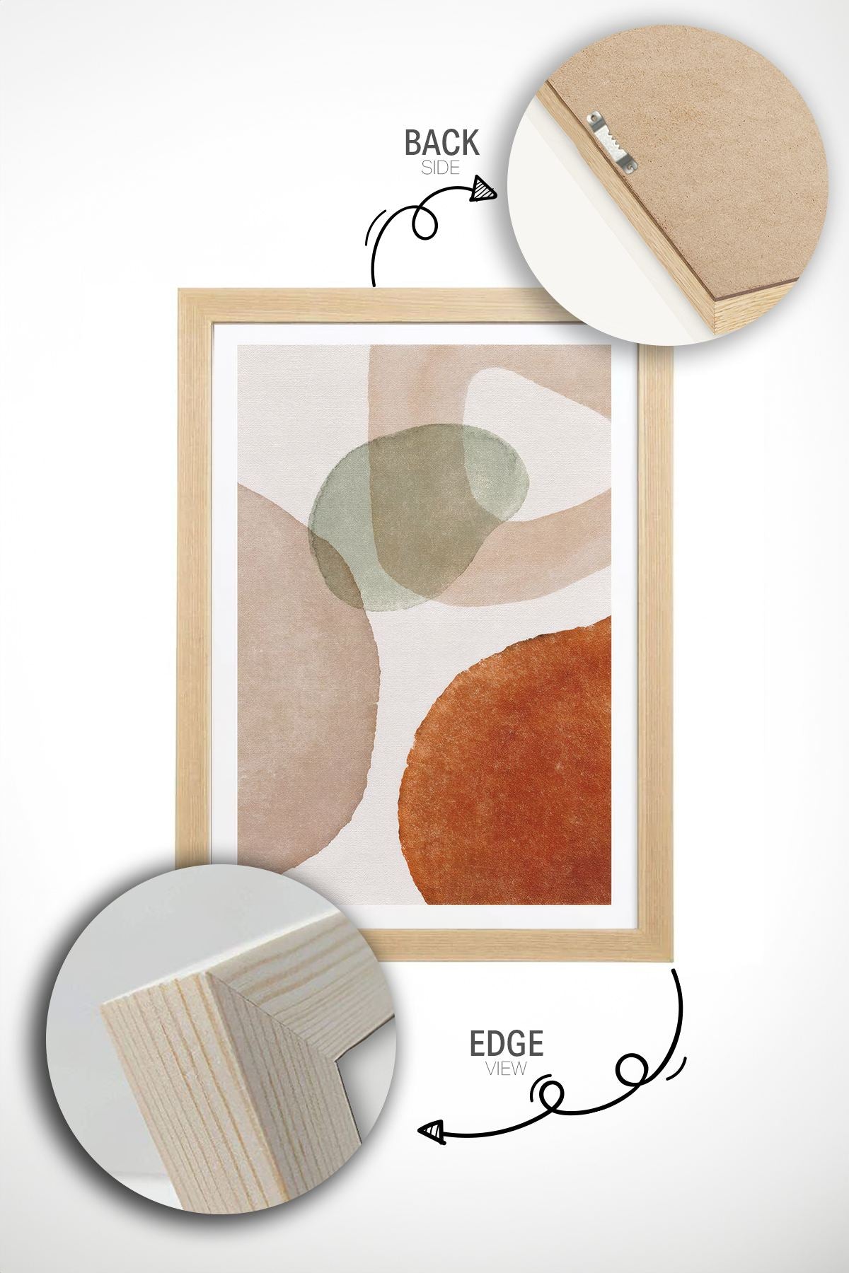 Conjunto de 2 Quadros Decorativos em Madeira Maciça - Impressão Digital Multicolor 33x48cm