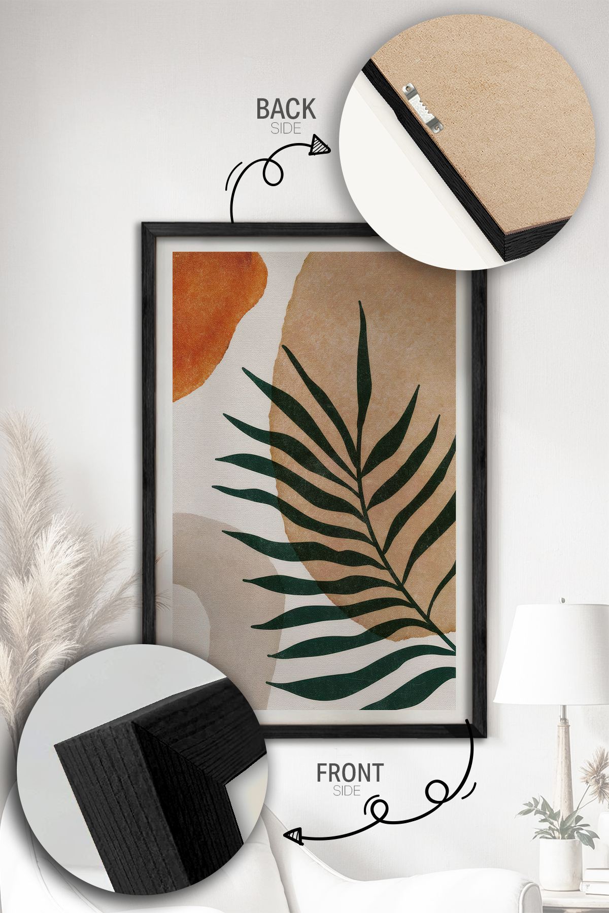 Conjunto de 2 Quadros Decorativos Emoldurados - Madeira Maciça 33x48cm - Impressão Digital Premium