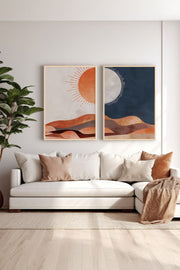 Conjunto de 2 Quadros Decorativos em Madeira Maciça - Impressão Digital Multicolor 33x48cm