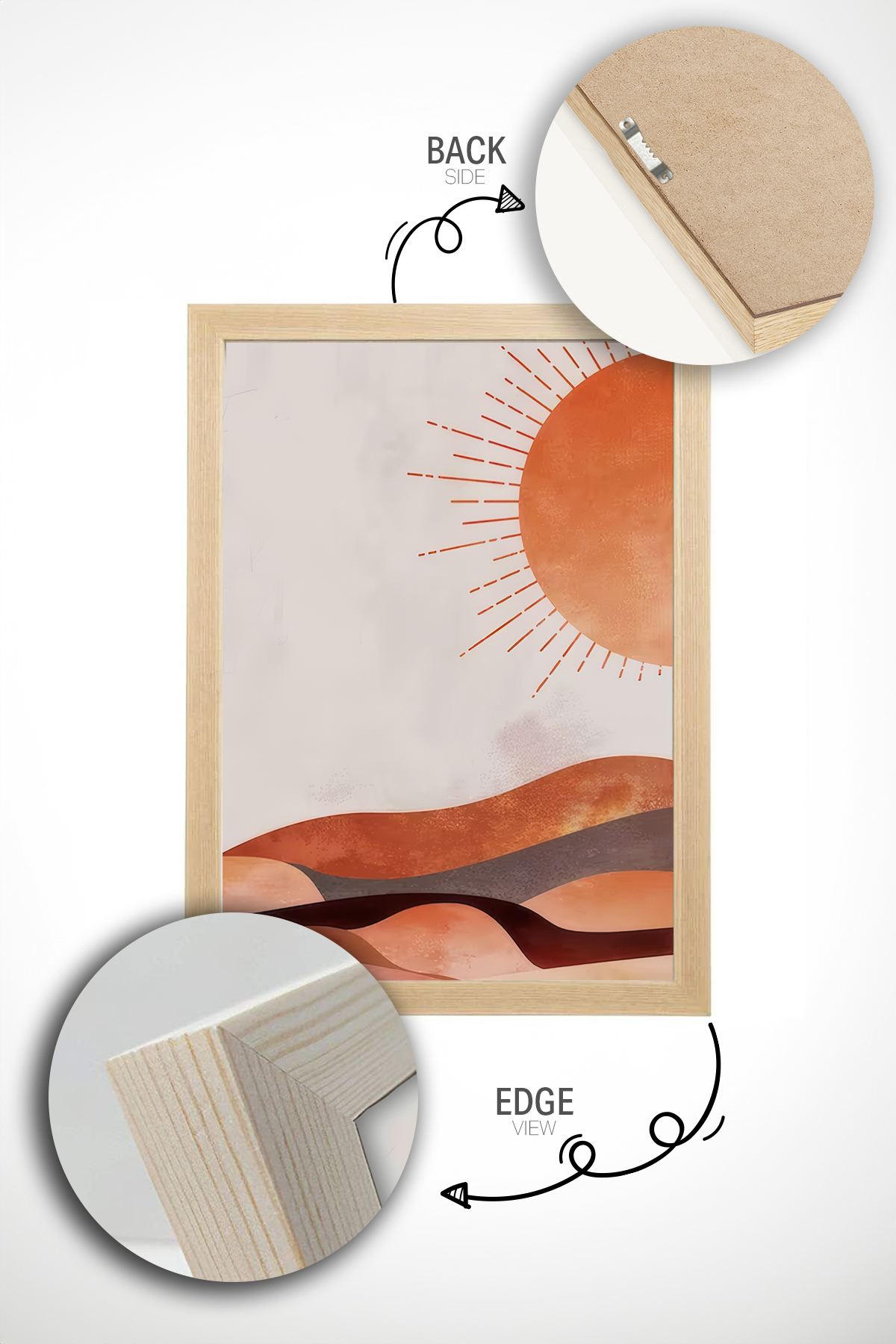 Conjunto de 2 Quadros Decorativos em Madeira Maciça - Impressão Digital Multicolor 33x48cm