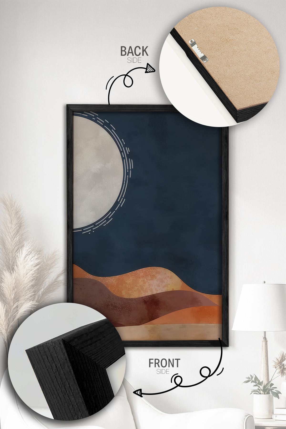 Conjunto de 2 Quadros Decorativos Emoldurados - Madeira Maciça 33x48cm - Impressão Digital Premium Multicolor