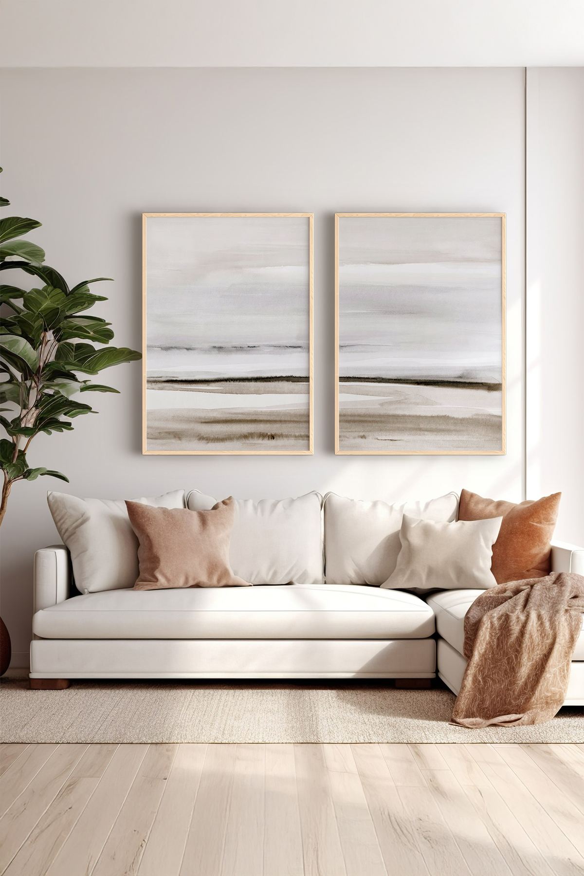 Conjunto de 2 Quadros Decorativos em Madeira Maciça - Impressão Digital Multicolor 33x48cm