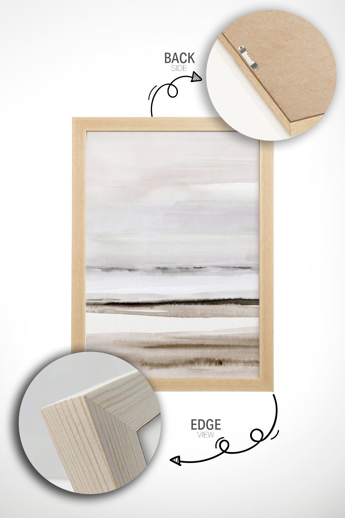 Conjunto de 2 Quadros Decorativos em Madeira Maciça - Impressão Digital Multicolor 33x48cm