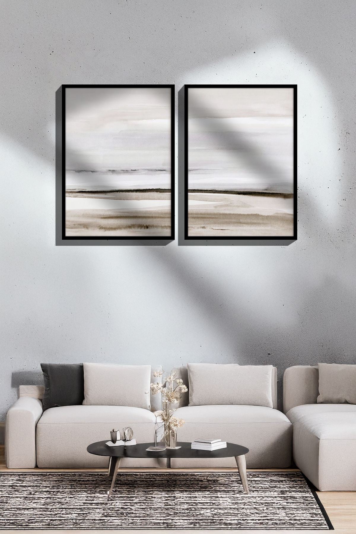 Conjunto de 2 Quadros Decorativos Emoldurados - Madeira Maciça 33x48cm - Impressão Digital Premium