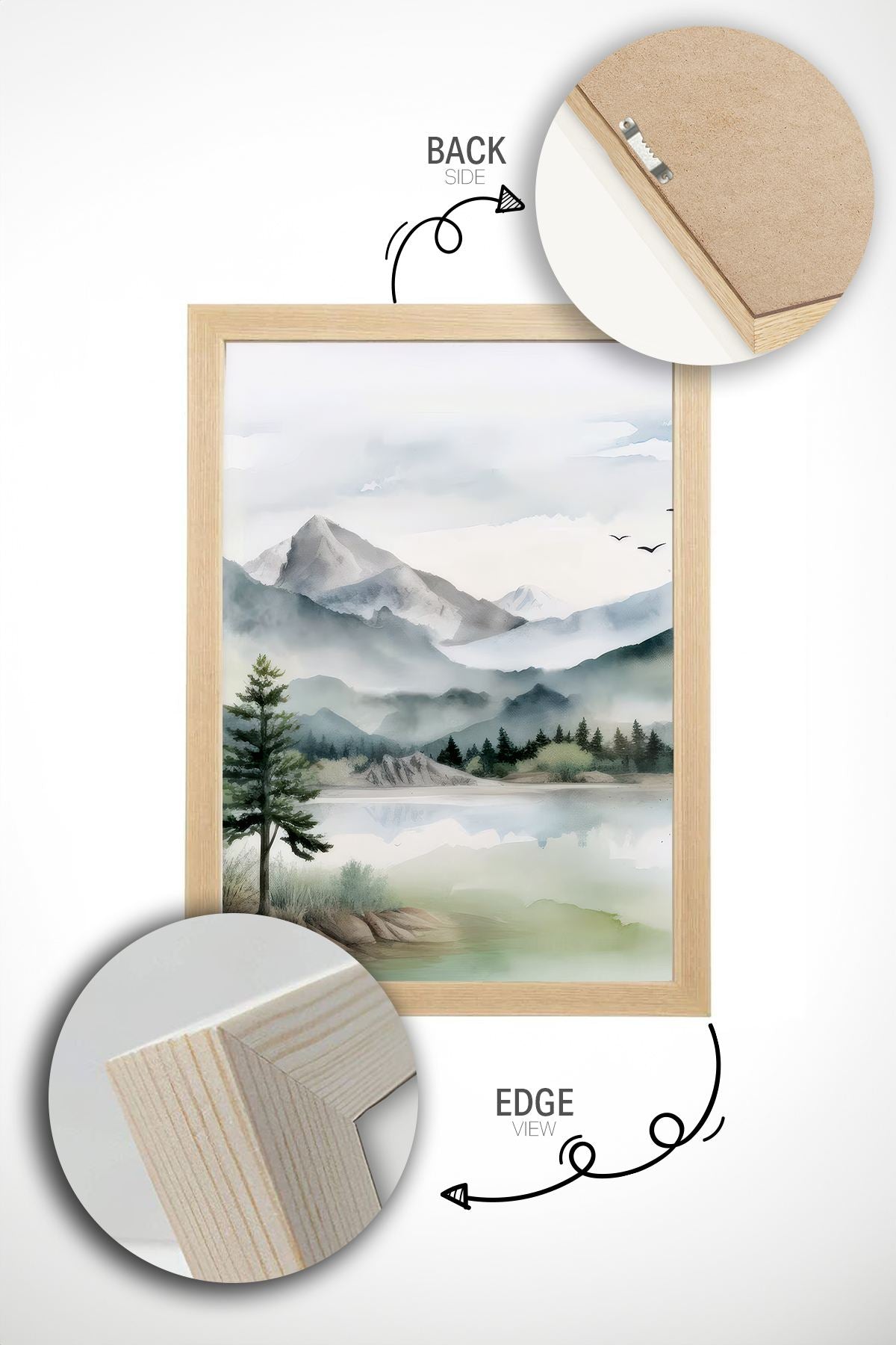 Conjunto de 2 Quadros Decorativos em Madeira Maciça - Impressão Digital Multicolor 33x48cm