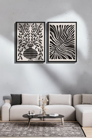 Conjunto de 2 Quadros Decorativos Emoldurados - Madeira Maciça 33x48cm - Impressão Digital Premium