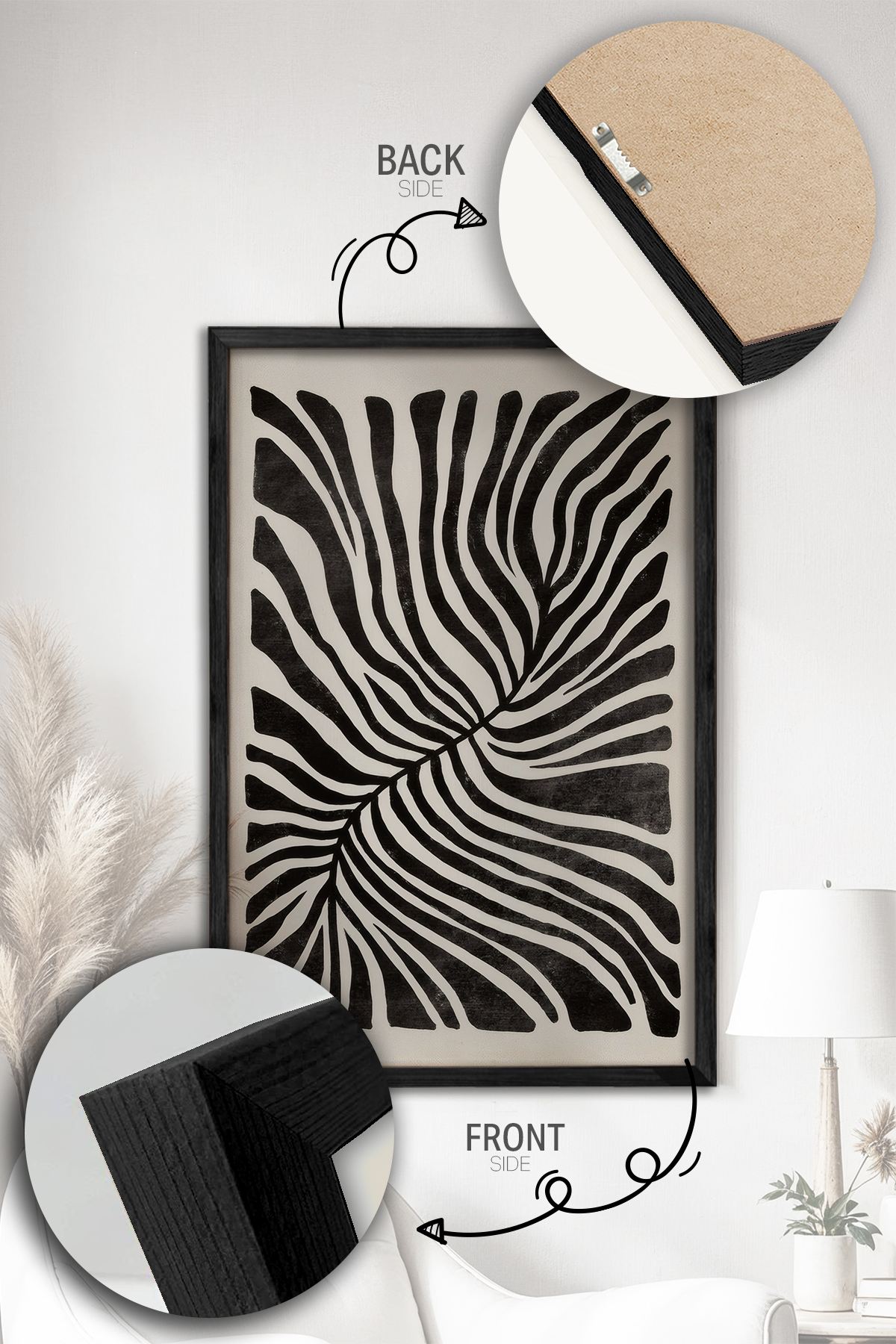 Conjunto de 2 Quadros Decorativos Emoldurados - Madeira Maciça 33x48cm - Impressão Digital Premium