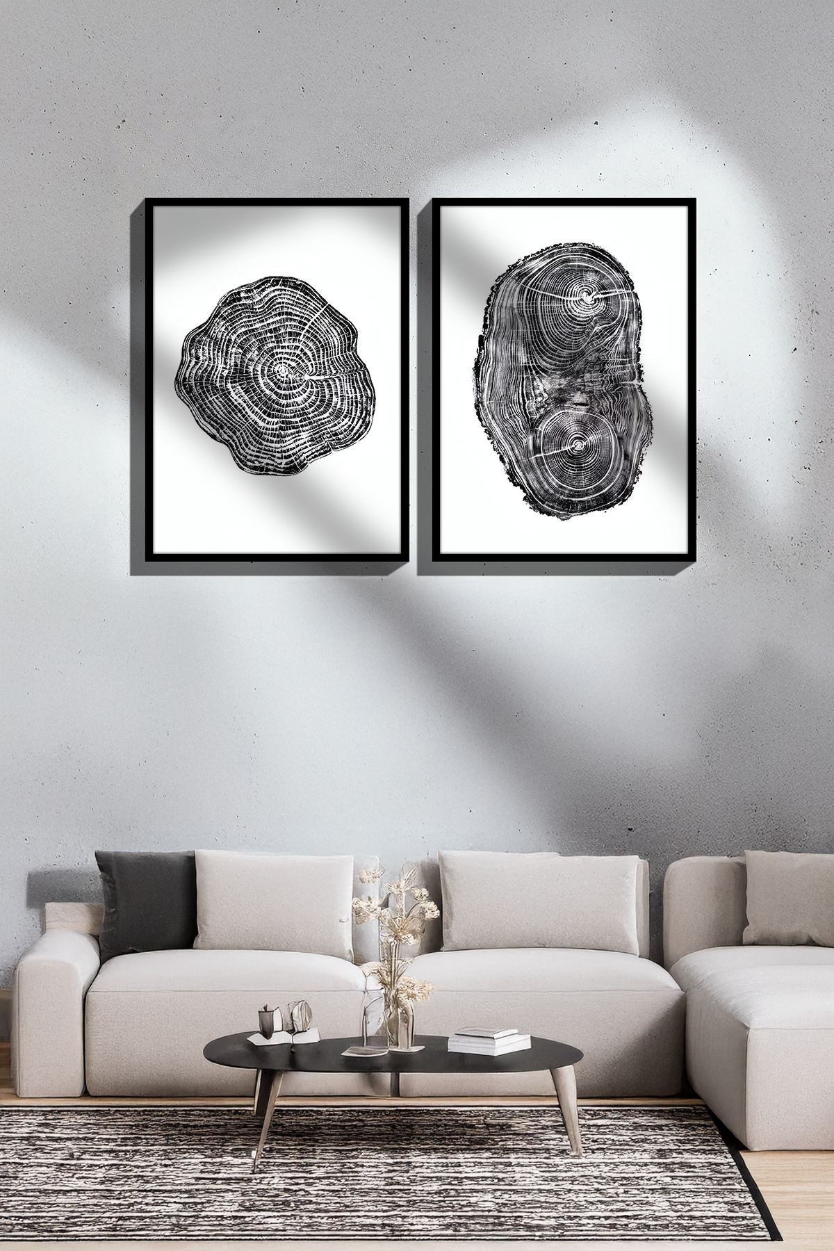Conjunto de 2 Quadros Decorativos Emoldurados - Madeira Maciça 33x48cm - Impressão Digital Premium