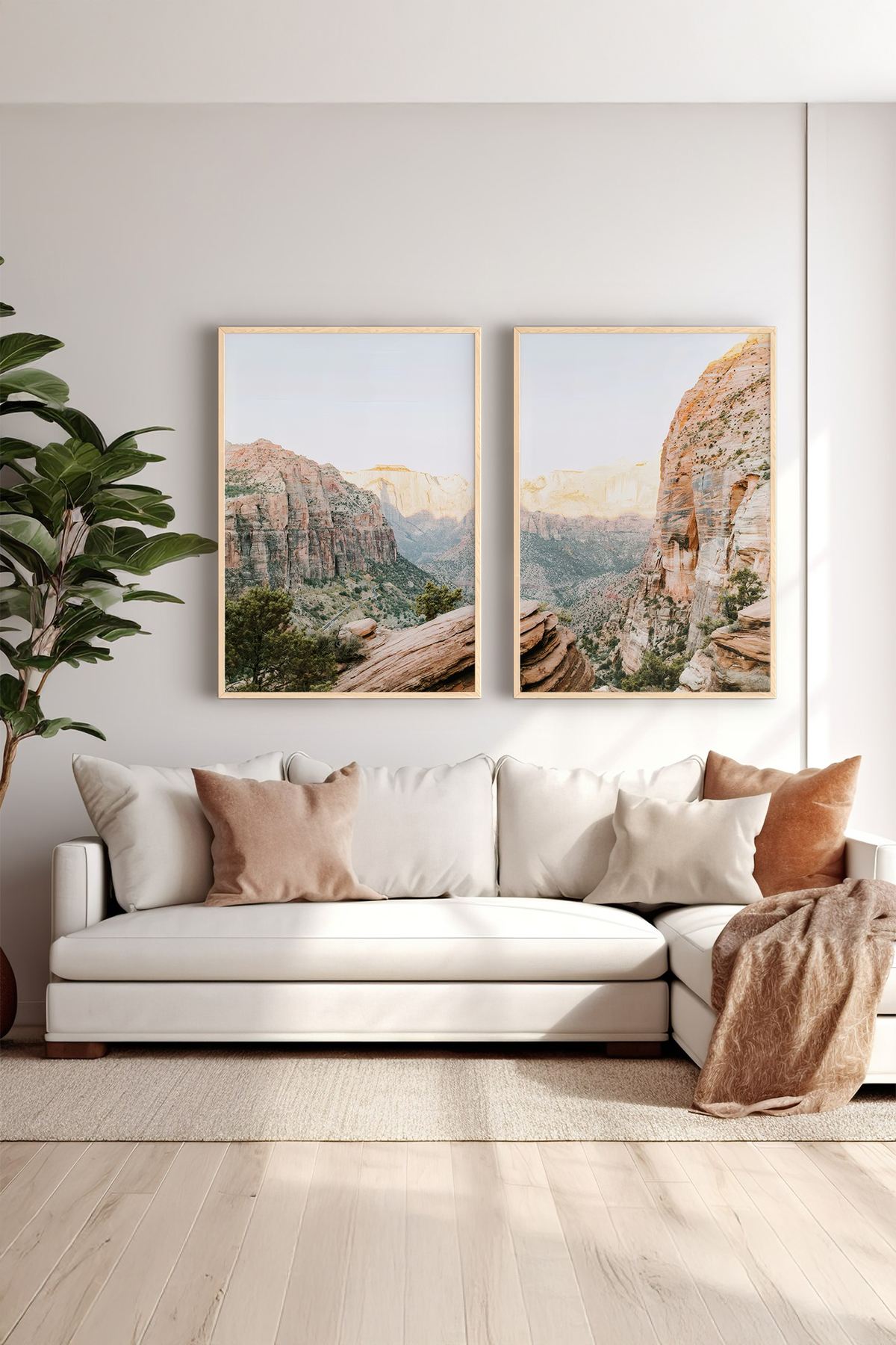 Conjunto de 2 Quadros Decorativos em Madeira Maciça - Impressão Digital Multicolor 33x48cm
