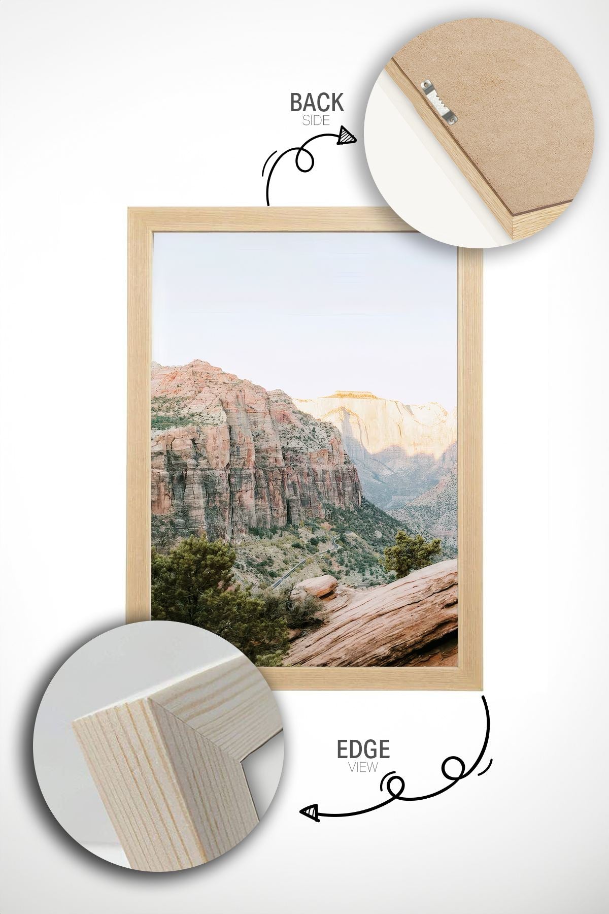 Conjunto de 2 Quadros Decorativos em Madeira Maciça - Impressão Digital Multicolor 33x48cm