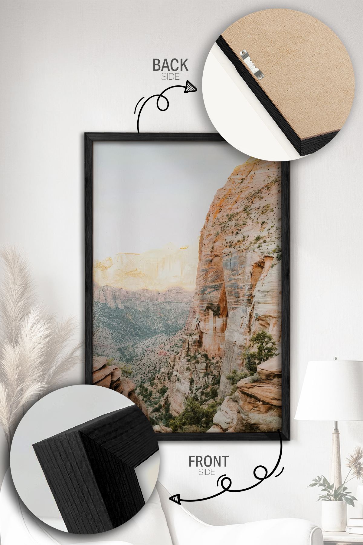 Conjunto de 2 Quadros Decorativos Emoldurados - Madeira Maciça 33x48cm - Impressão Digital Premium Multicolor