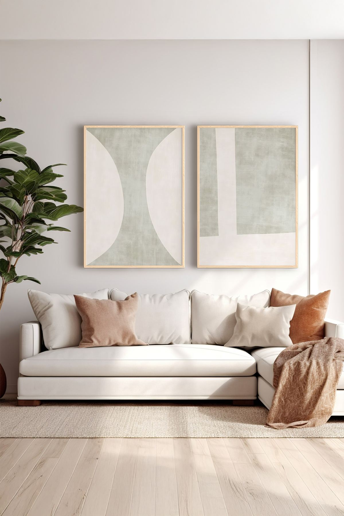 Conjunto de 2 Quadros Decorativos em Madeira Maciça - Impressão Digital Multicolor 33x48cm