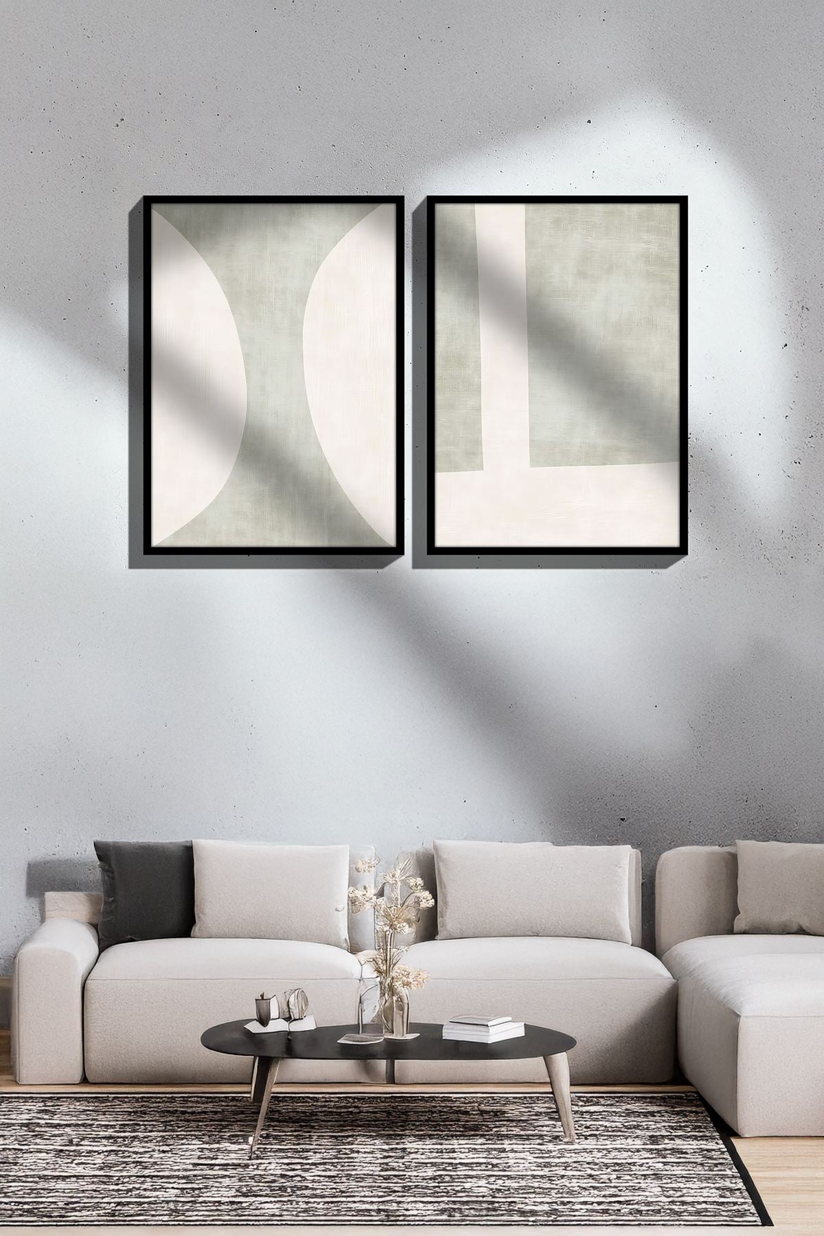 Conjunto de 2 Quadros Decorativos Emoldurados - Madeira Maciça 33x48cm - Impressão Digital Premium