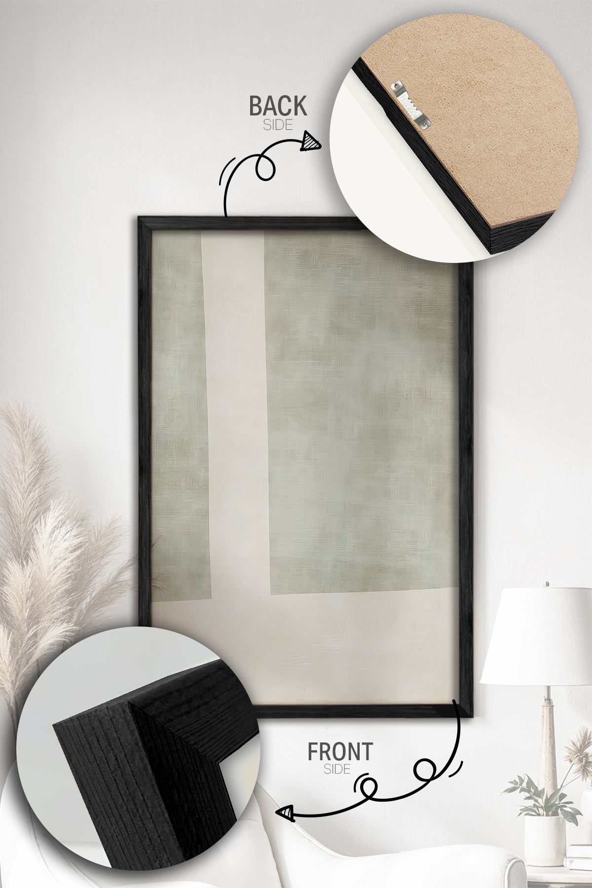 Conjunto de 2 Quadros Decorativos Emoldurados - Madeira Maciça 33x48cm - Impressão Digital Premium