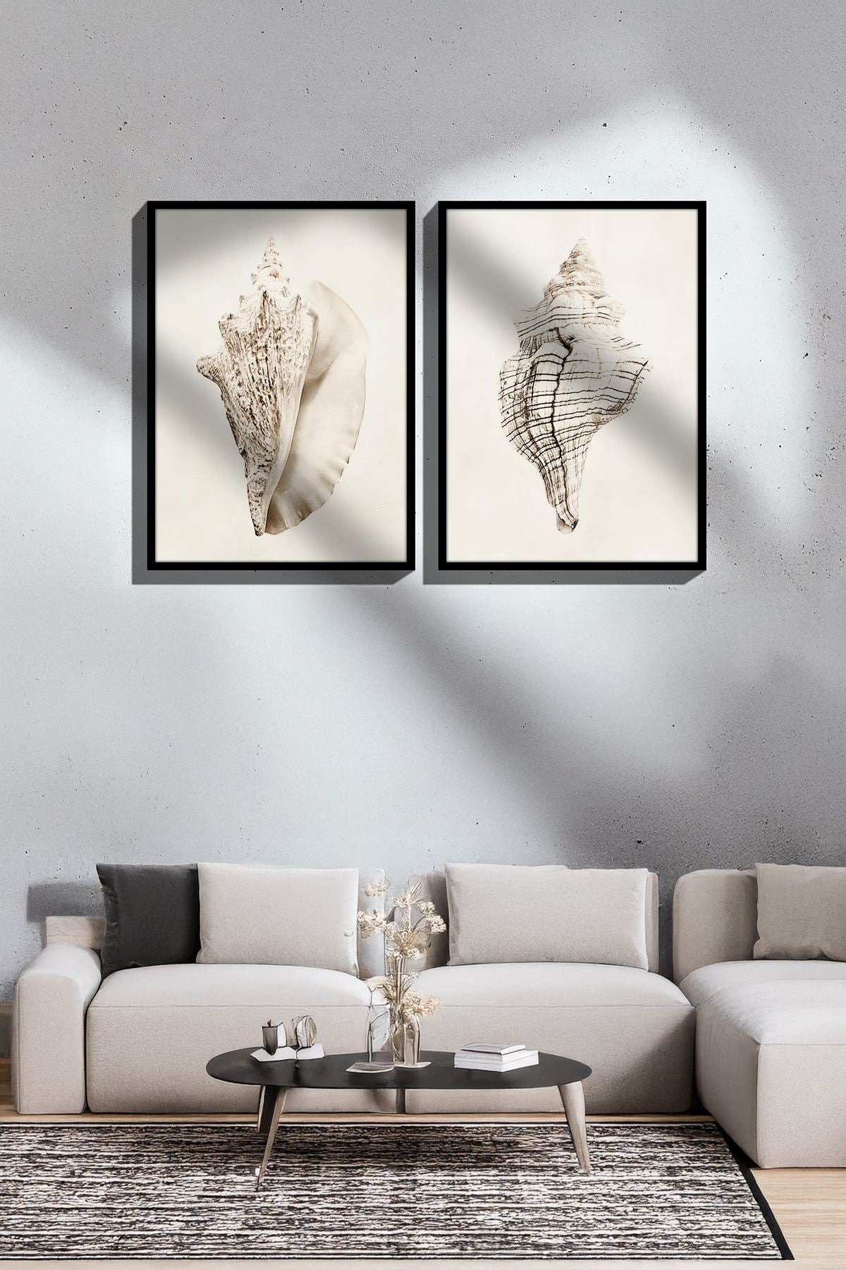 Conjunto de 2 Quadros Decorativos Emoldurados - Madeira Maciça 33x48cm - Impressão Digital Premium