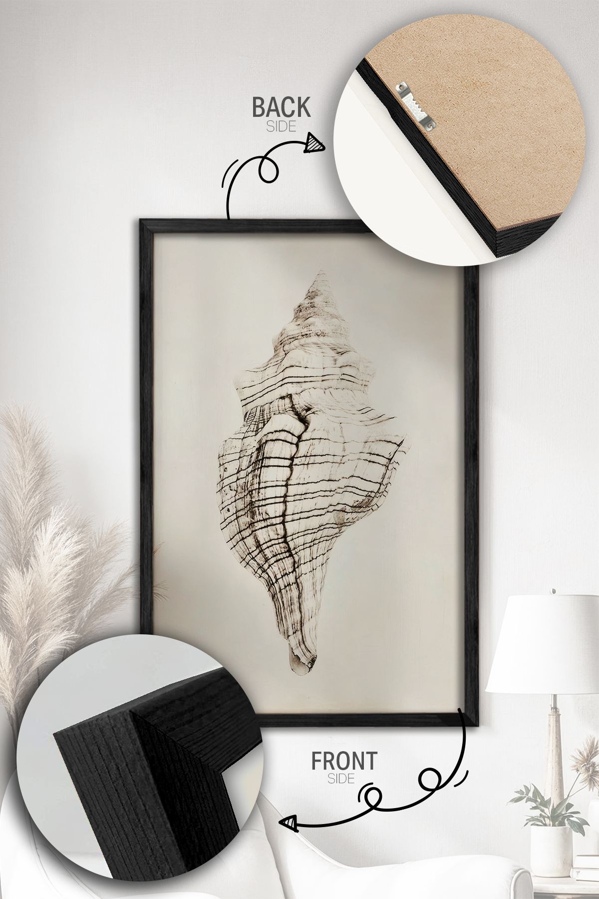 Conjunto de 2 Quadros Decorativos Emoldurados - Madeira Maciça 33x48cm - Impressão Digital Premium