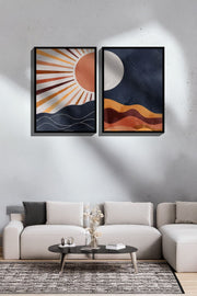 Conjunto de 2 Quadros Decorativos Emoldurados - Madeira Maciça 33x48cm - Impressão Digital Premium