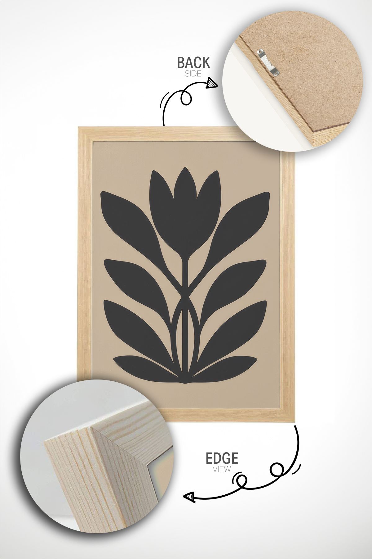 Conjunto de 2 Quadros Decorativos Emoldurados em Madeira Maciça - Multicolor 33x48cm