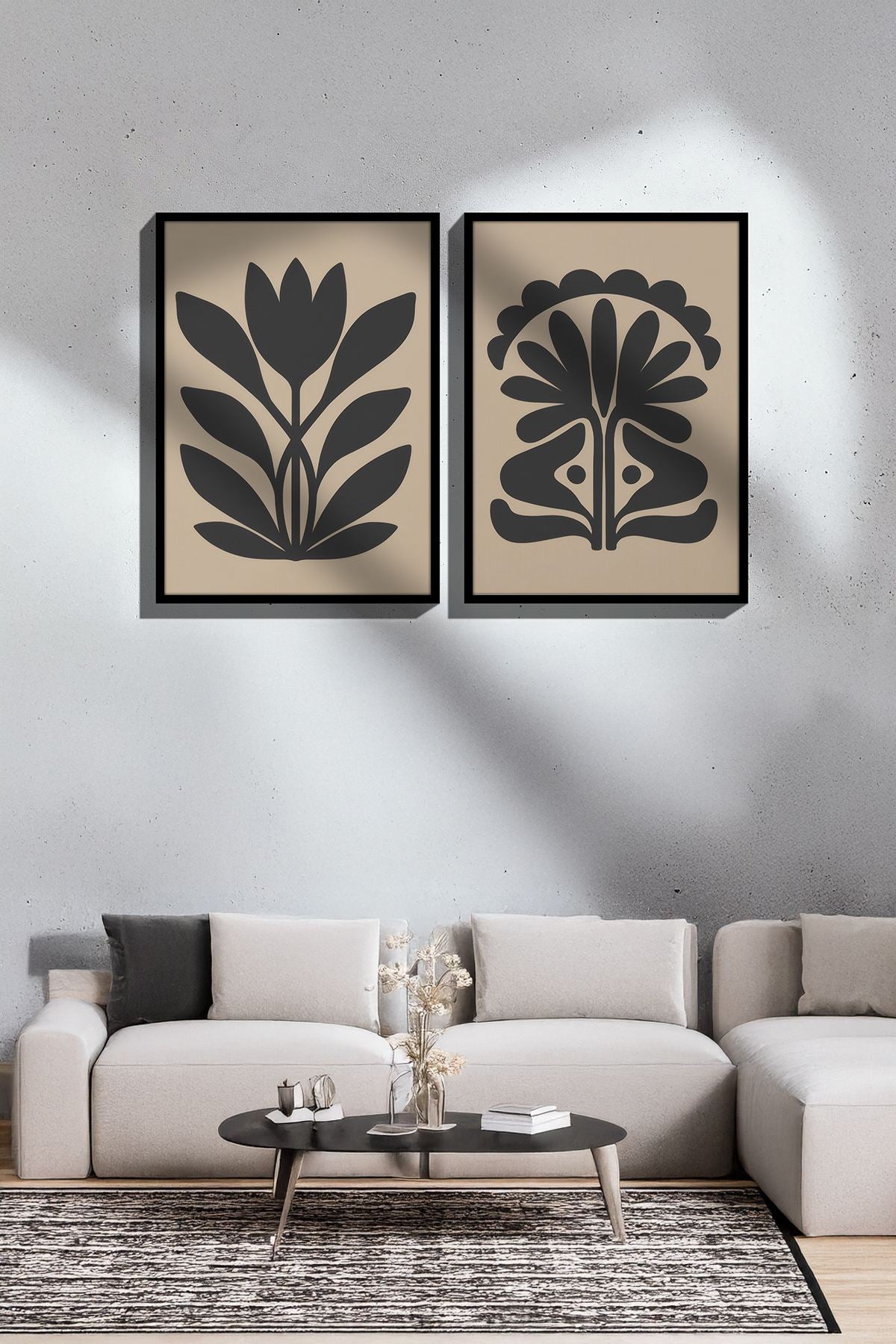 Conjunto de 2 Quadros Decorativos Emoldurados - Madeira Maciça 33x48cm - Impressão Digital Premium Multicolor