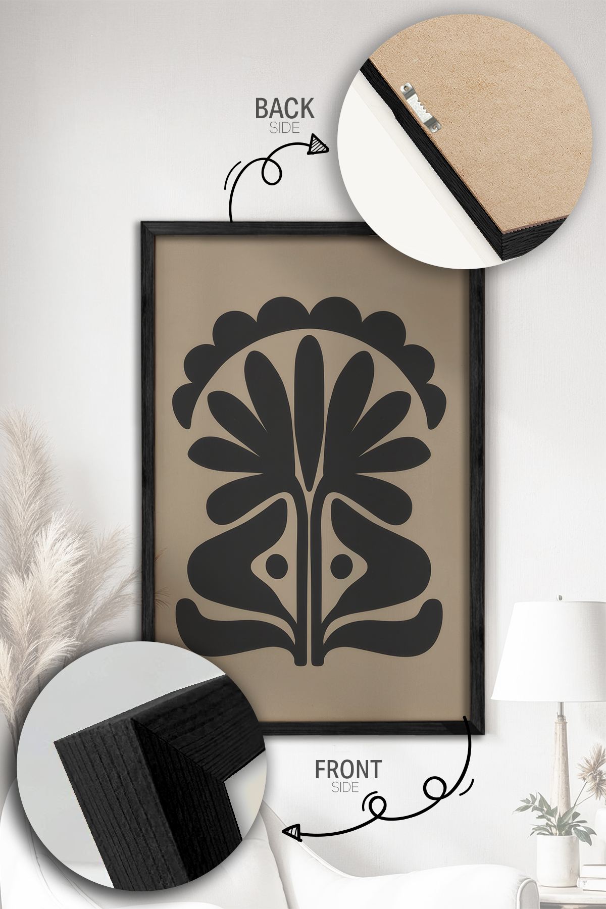 Conjunto de 2 Quadros Decorativos Emoldurados - Madeira Maciça 33x48cm - Impressão Digital Premium Multicolor