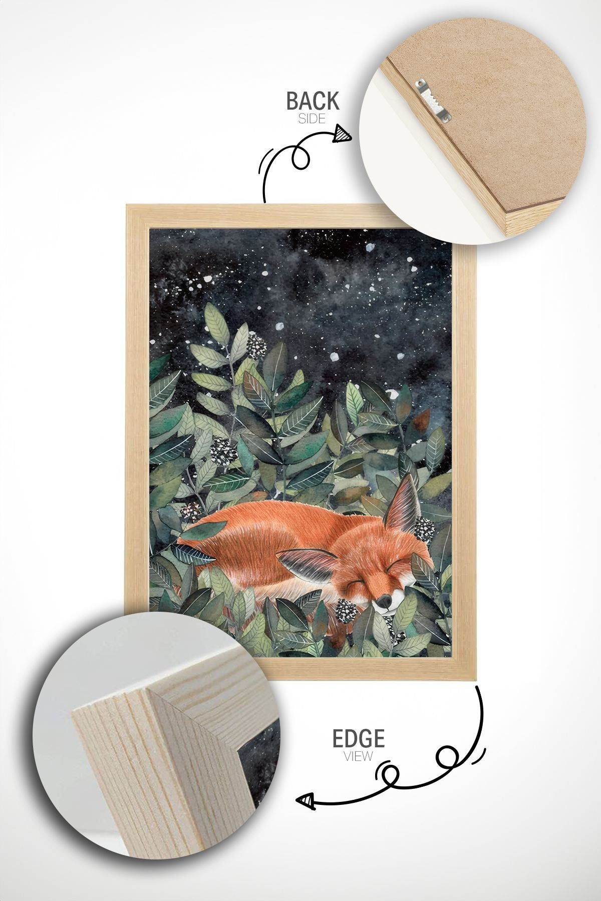 Conjunto de 2 Quadros Decorativos Multicolor com Moldura de Madeira Maciça - 33x48cm