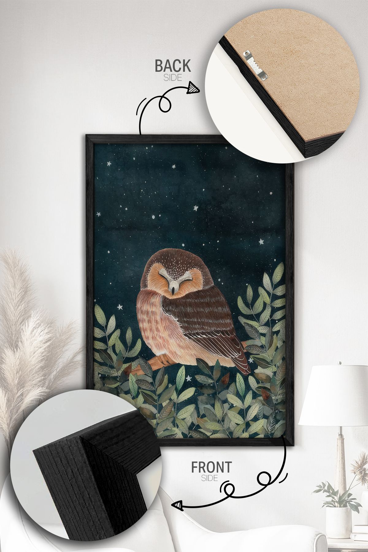 Conjunto de 2 Quadros Decorativos Emoldurados - Madeira Maciça 33x48cm - Impressão Digital Premium