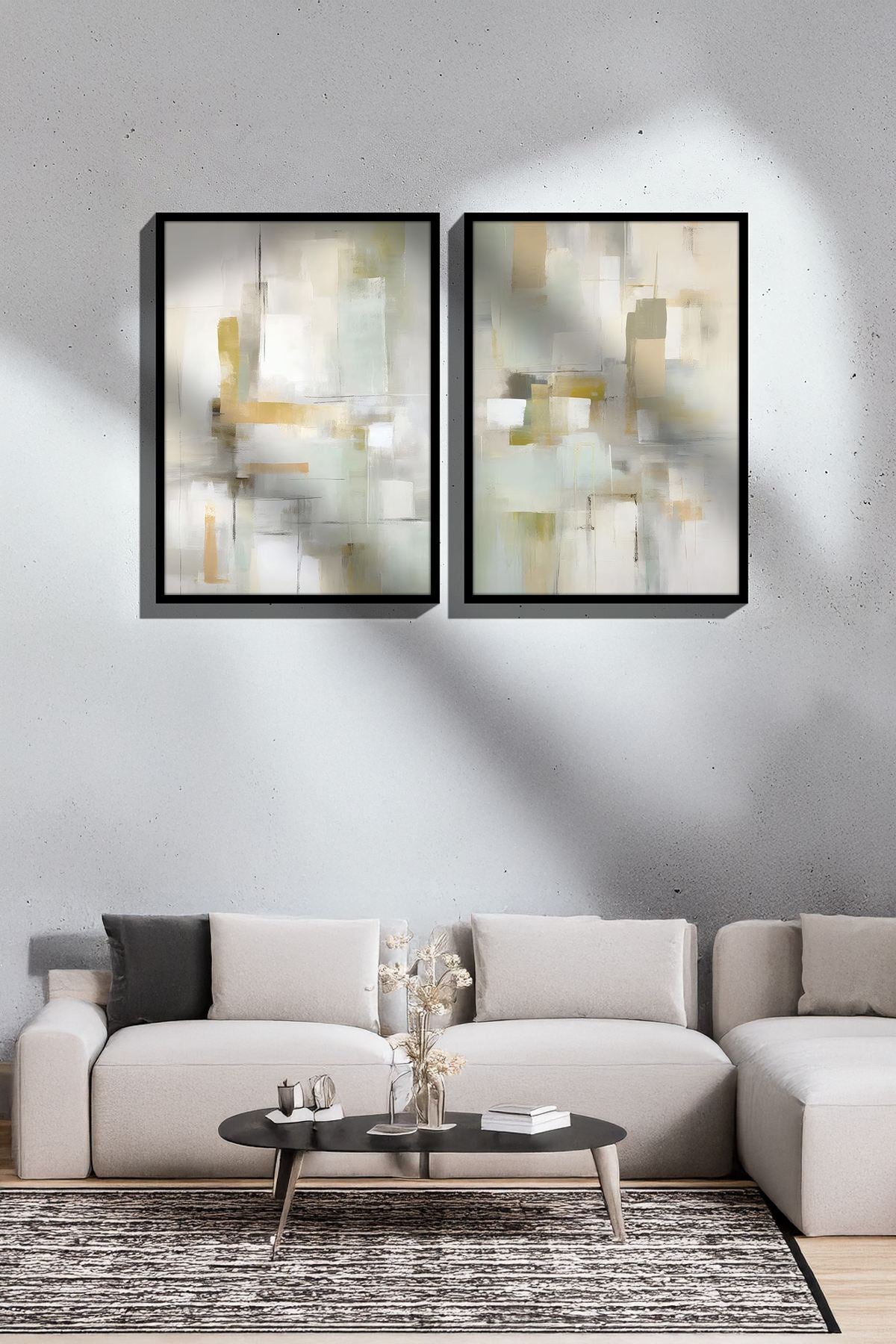 Conjunto de 2 Quadros Decorativos Emoldurados - Madeira Maciça 33x48cm - Impressão Digital Premium Multicolor