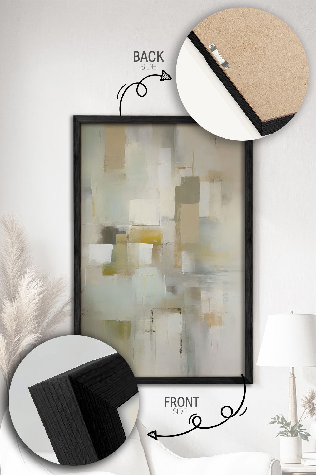 Conjunto de 2 Quadros Decorativos Emoldurados - Madeira Maciça 33x48cm - Impressão Digital Premium Multicolor