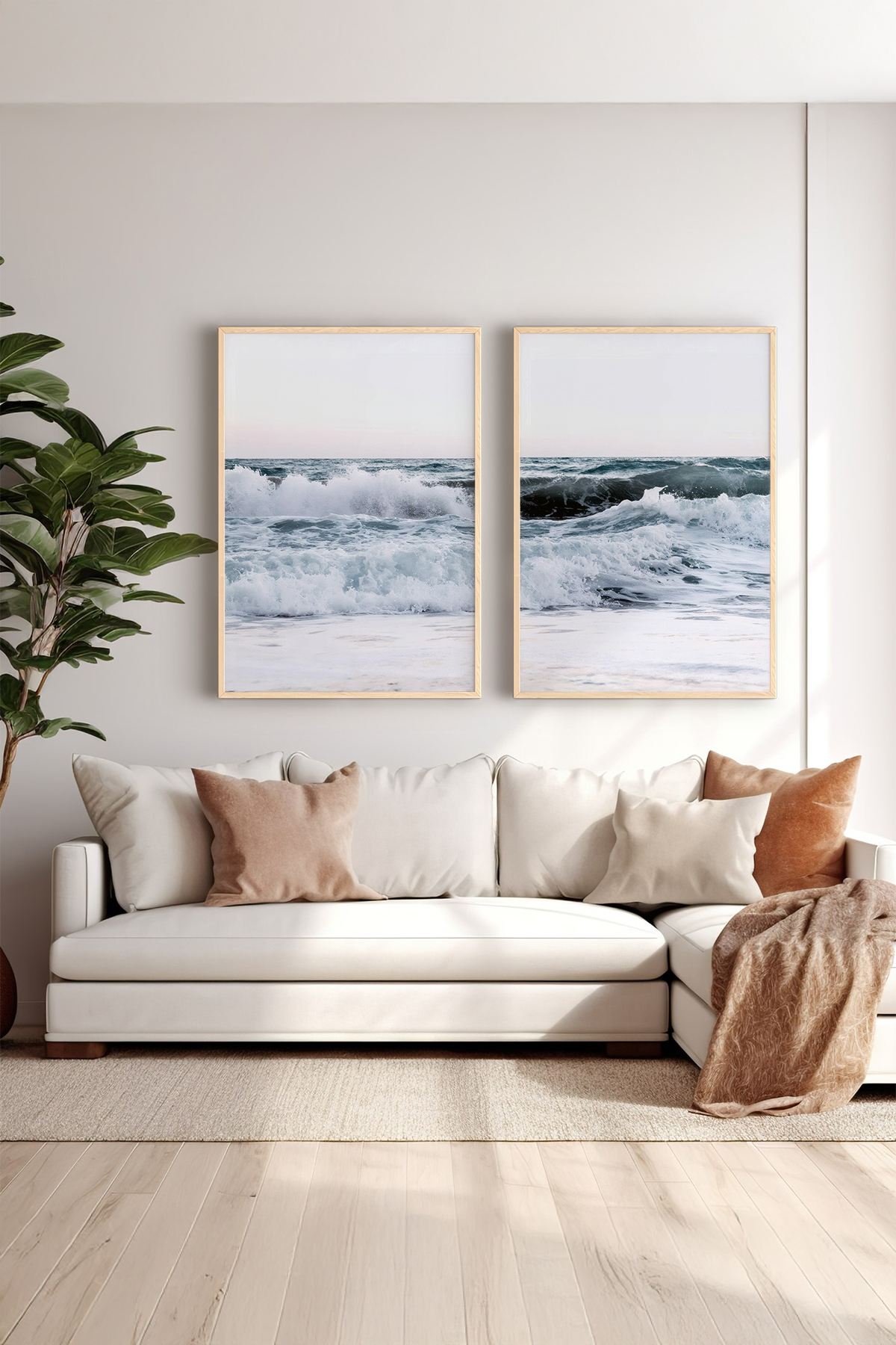 Conjunto de 2 Quadros Decorativos em Madeira Maciça - Impressão Digital Multicolor 33x48cm