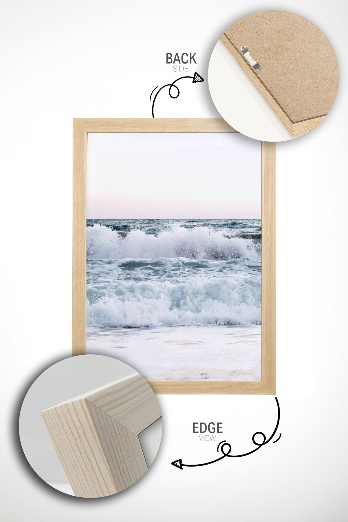 Conjunto de 2 Quadros Decorativos em Madeira Maciça - Impressão Digital Multicolor 33x48cm